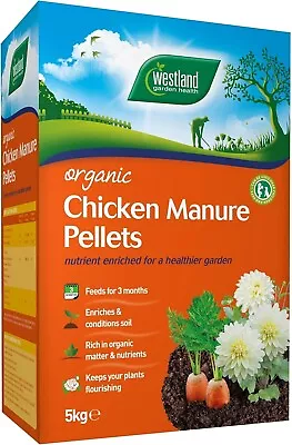 Westland Organic Chicken Manure Pellets 5 Kg - Natural Fertilizer • £11.99