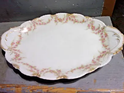 THEODORE HAVILAND Limoges France Pink Floral Service Platter 12” L • £28.50