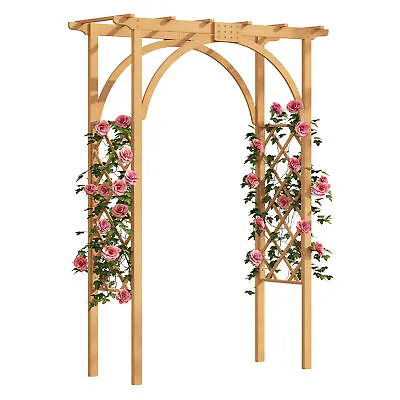 Wood Garden Arch Trellis Pergola Arbor 7FT High Wedding Arch Patio Plant Outdoor • $88.99