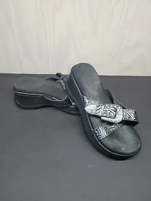 $28.77 • Buy Roper Women's Size 8 Sandal Wedge Leather Slide On Buckle Rhinestones Black