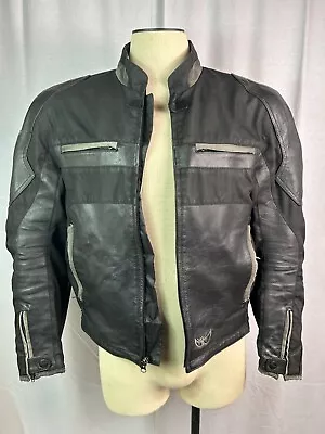 Mens Large MOTOGP Leather & Cordura Motorcycle Jacket & Protection Inserts ! • $49.95