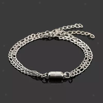 £3.59 • Buy 2pcs/pair Lovers Bracelets Men Women Stainless Steel Magnet Matching Gift, Easy