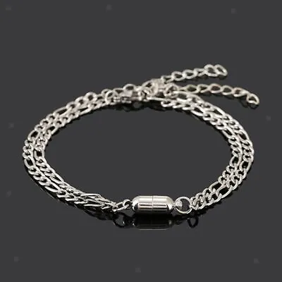 2pcs/pair Lovers Bracelets Men Women Stainless Steel Magnet Matching Gift Easy • £3.61