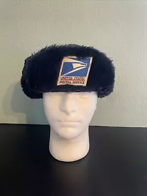 Vintage USPS Mail Carrier Post Office Winter Trapper Hat W/Flaps Medium Blue • $19