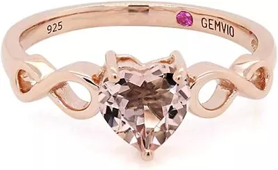 2/3ct 6MM Natural Morganite Infinity Heart Engagement Ring 925 Sterling Silver • $103.99