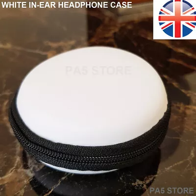 White In Ear Ipod Headphone Earbuds Round Storage Hard Carry Case With Zip Ipad. • £3.49