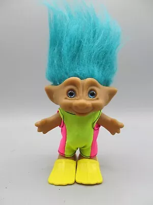 Vintage Russ Troll 5  Scuba Diver Doll With Swim Fins Blue Hair Blue Eyes • $9.99