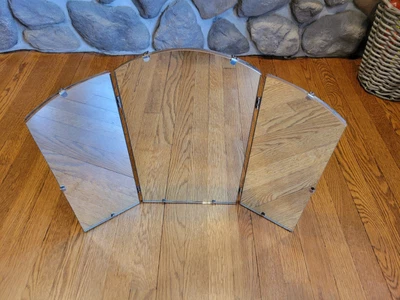 $99 • Buy Vintage Tri-Fold Vanity Desk Wall  Arched Mirror Mid-Century-folds Compactly