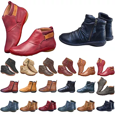 £17.51 • Buy Women Ladies Zipper Ankle Boots Flat Comfy Arch Support Soft Soled Shoes Booties