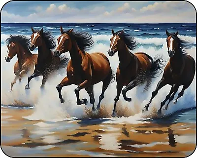 Mustang Horses Running The Waves Colorful  Photo Art Designs  Mouse Pad • $9.95