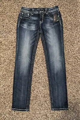 Miss Me Womens Jeans Size 30 Mid Rise Easy Skinny Rhinestone Wings JP5491S NEW!! • $59.99