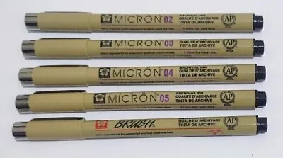 Sakura Pigma Micron Fineliner Pens- Archival Ink- Black- 02/03/04/05/brush Tips • £3.49