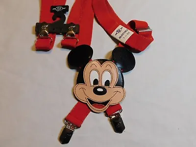 Vtg Nos Mickey Mouse Suspenders Leather Zephyr Child Kids Boy's Girl New • $25