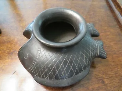 Mexico  BARRO NEGRO BLACK FISH Pottery Vase  Aaa • $32.40