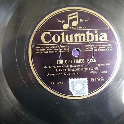 78 Rpm LAYTON & JOHNSTONE Sonny Boy / For Old Times Sake • £14