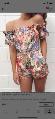 $117 • Buy Alice Mccall Floral Playsuit Romper Size 10 Like New 