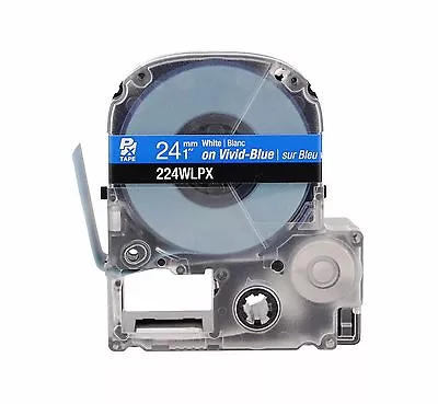 Genuine K-Sun 224WL White On Blue PX Tape 1  KSun 24mm Epson 224WLPX • $21.44