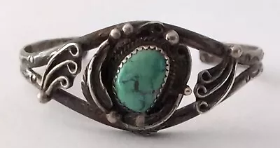 Vintage Navajo David Tune Sterling Turquoise Cuff Bracelet SIGNED • $59.99