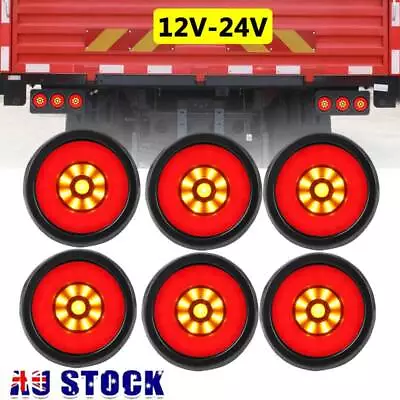 6X 4 Inch Round LED Tail Light Rear Stop Turn Signal Reverse Trailer Truck UTE • $62.95