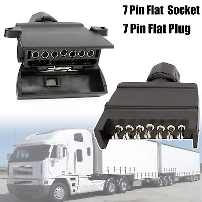 7 Pin Flat Trailer Plug Socket Pair Male Female Caravan Camper Connector Adaptor • $14.99