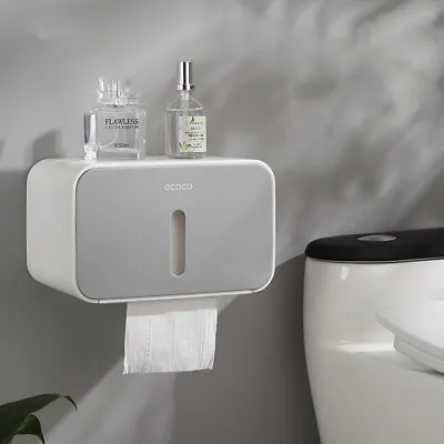 $15.19 • Buy Toilet Paper Roll Holder Tissue Box Bothroom Storage Organizer Grey