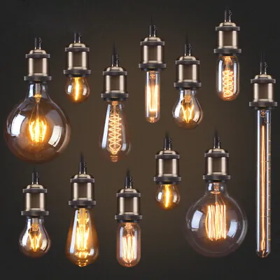 E27 B22 E14 Edison Glass Bulb Dimmable Tungsten Filament Lamp 25/40/60W Lighting • £5.15