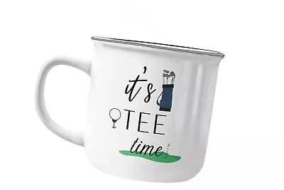 Golf It's Tee Time  Enamel Tin Camping Golfing Mug  Fathers Day Golfing Gift • £8.99