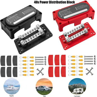 Heavy Duty 4XM8 Way Bus Bar/Power Distribution Box Terminal Studs 200A 12V - 48V • $28.49