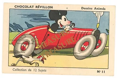 1930's Mickey Mouse Disney Rare Revillon Chocolate France Car Promo Card F9 • $235