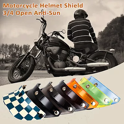 3-Snap Helmet Peak Shield 3/4 Open Face Retro Motorcycle Helmet Sun Shade F3B2 • $7.99