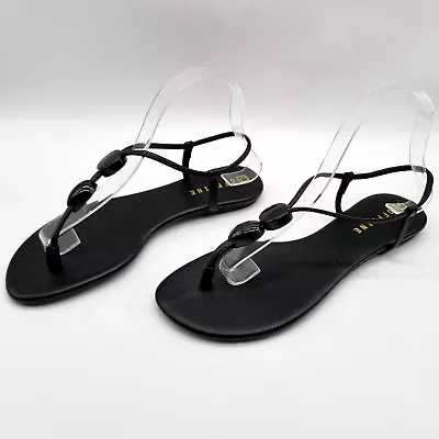 Offline Women Black Thong T-Strap Flat Sandals 9 • $16.99