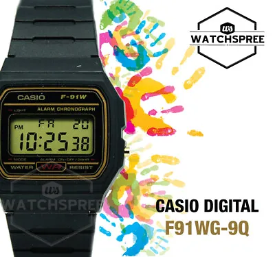 Casio Digital Black Resin Band Watch F-91WG-9S F-91WG-9 AU FAST & FREE • $42.70