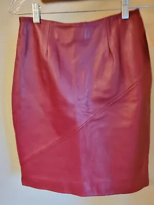 $28 • Buy NWT Pelle Studio Women Skirt Red Wilson Leather Pencil Skirt Side Zips Size 4