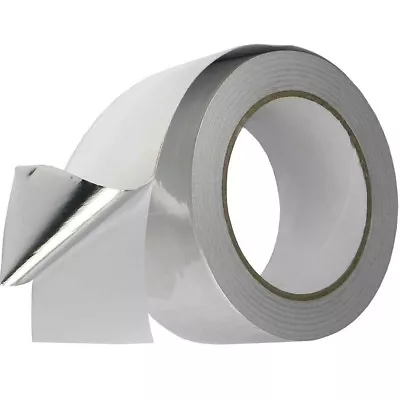 6 ROLLS ALUMINIUM FOIL TAPE 50mm X50m SILVER INSULATION ADHESIVE HEAT METAL TAPE • £23.89