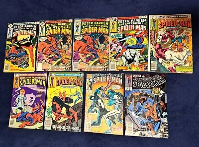 Lot Of 9 Bronze Age Peter Parker The Spectacular SPIDER-MAN Marvel Comics! • $24.99