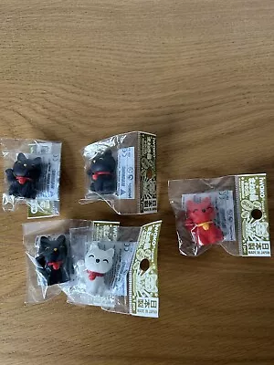 Iwako Japanese Lucky Cat Erasers - 5 New. Red/White/Black Party Bags/Tombola • £2.50