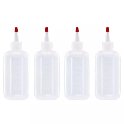 4 Pack Of 8oz (240mL) Plastic Boston Round Squeeze Bottles + Yorker Caps LDPE • $9.15