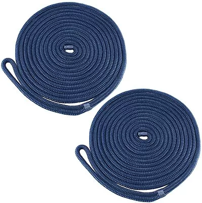 2-Pack 1/2 Inch 35 FT Double Braid Nylon Boat Dock Line Mooring Rope Anchor Line • $28.99