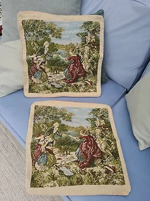 Pair Of Beautiful French Aubusson Tapestry Style Cushion Covers 18  X  18  • £12.99