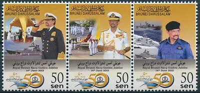 Brunei Stamps 2015 MNH Royal Navy Golden Jubilee Military Ships Sultan 3v Strip • $6.21