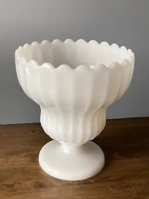 Rare Vintage White Milk Lrg Glass Grecian Urn Vase Flower Pot Planter 8  Ornate • $39.99