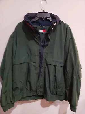 Vintage 90s/80s Tommy Hilfiger Colorblock Windbreaker Jacket Size Men's L Green • $45