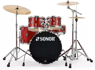 Sonor AQX STUDIO Drum Set W/Hardware And Sabian Cymbals Red Moon Sparkle • $799