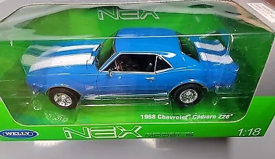 NIB Rare 1:18 Welly Nex Models 1968 Chevy Camaro Z28 Blue & White Stripes 12553W • $79.95