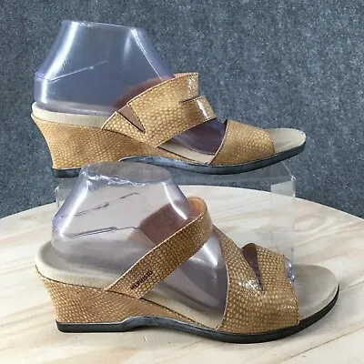 Mephisto Sandals Womens 41 Slide Wedge Slip On Beige Leather Casual Open Toe • $37.04
