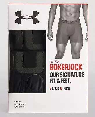 Men's Under Armour 2-pack UA Tech 6-inch Boxerjock Briefs (Black - Black) • $35