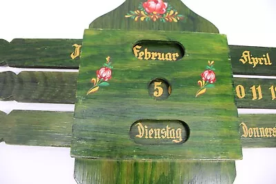 Vintage German Wood Perpetual Calendar - Hand Painted • $69