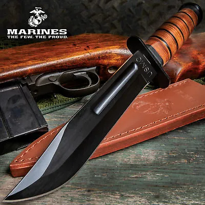 USMC Marines Tactical Bowie Survival Hunting Knife Military Combat Fixed Blade • $26.99
