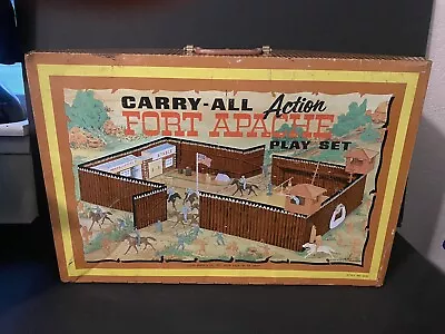 Vintage 1968 Louis Marx Tin Litho Carry-All Action Fort Apache Play Set  • $118.99