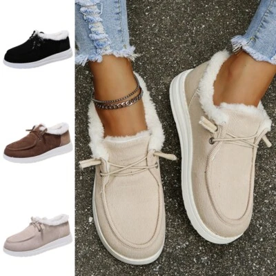 £17.18 • Buy Ladies Ankle Winter Slippers Womens Loafers Warm Fur Thermal Boots Slip On Shoes